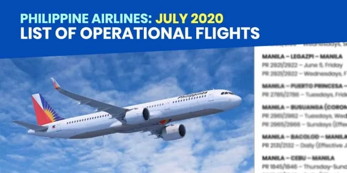 菲律宾航空公司：2020年7月的运营航班清单